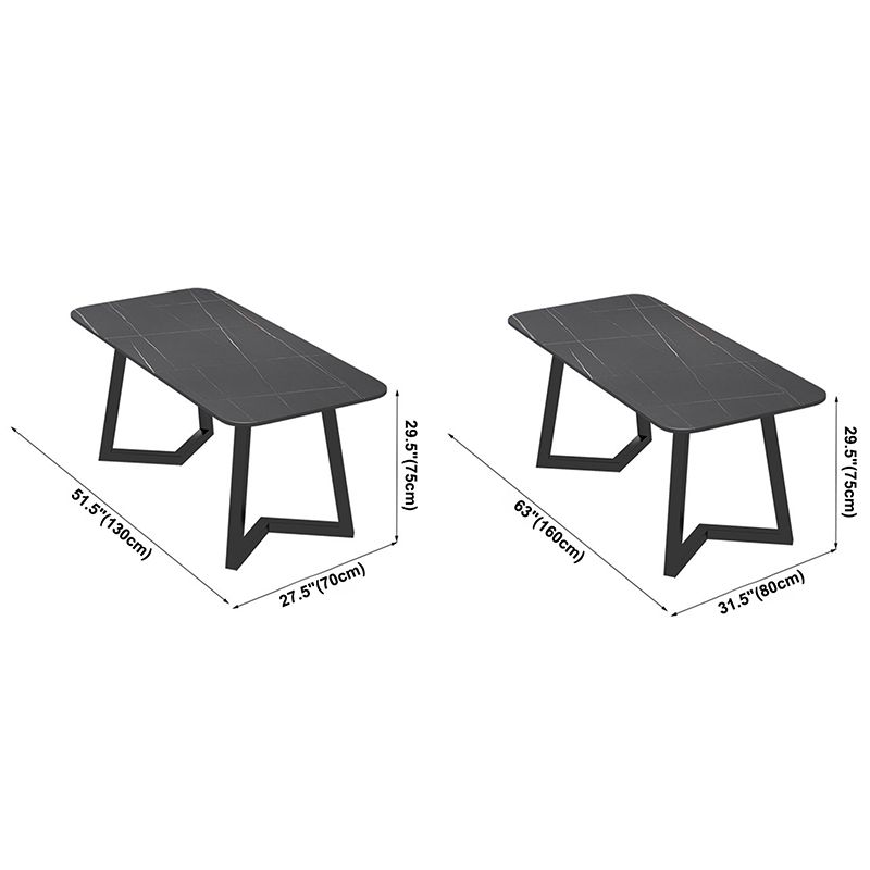 Industrial Rectangle Dining Table Sintered Stone Table with Double Pedestal Clearhalo ' dining_table' 'Dining Tables & Seating' 'Dining Tables' 'furn' 'furn_dining_table' 'Furniture' 'furniture_dining_table' 'Kitchen & Dining Furniture' 'kitchen&dining_furn' 'kitchen' 'kitchen_dining_table' 1200x1200_518d3425-71e4-498a-9971-518d3a114abe