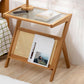 Rustic Abstract Side Table Rectangular Rattan Sofa Side Accent Table