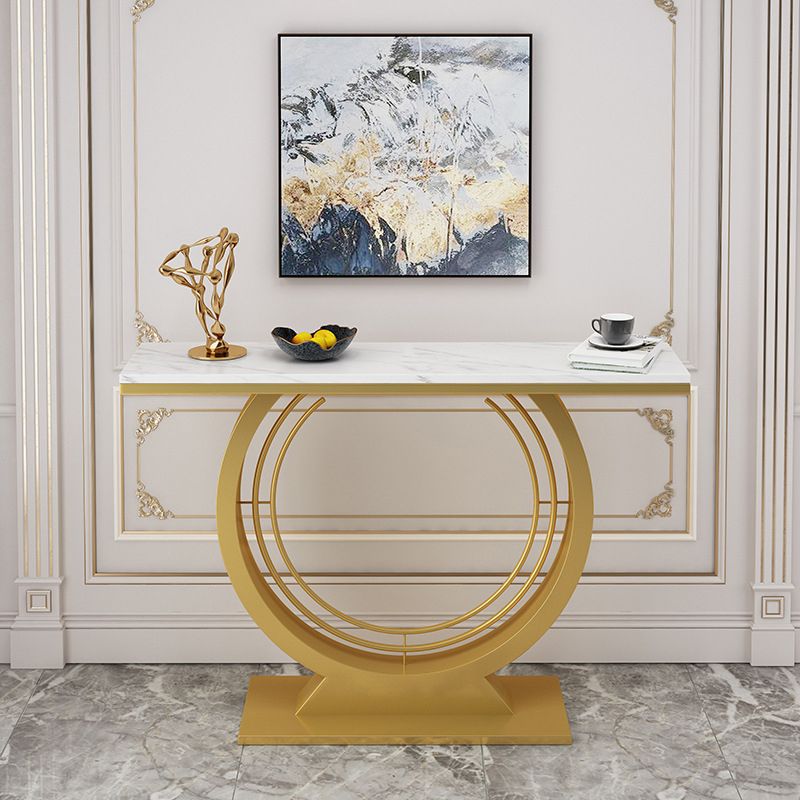 31.5" Tall Stone Accent Table Stain Resistant Console Table with 1 Shelf Clearhalo 'Console Tables' 'console_tables' 'Entry & Mudroom Furniture' 'furn' 'furn_console_tables' 'Furniture' 1200x1200_518f4b64-0da1-48e4-a0ba-8405d89f702f