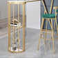 Modern Sintered Stone Bar Table Gold and Metal Base Bar Table