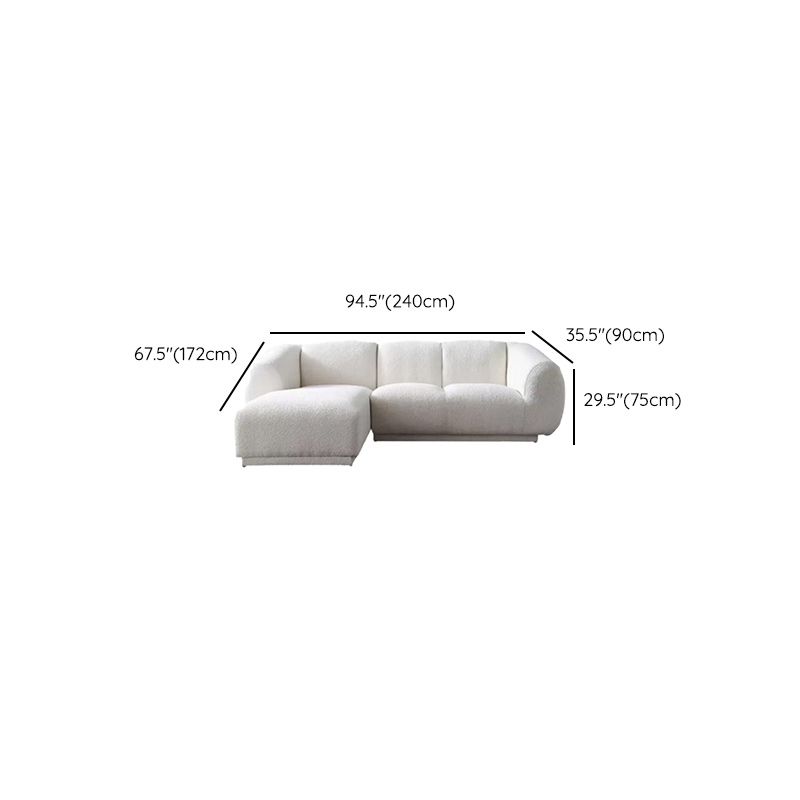 Divano di lana minimalista con chaise in bianco divano in tessuto da 29,1 "H