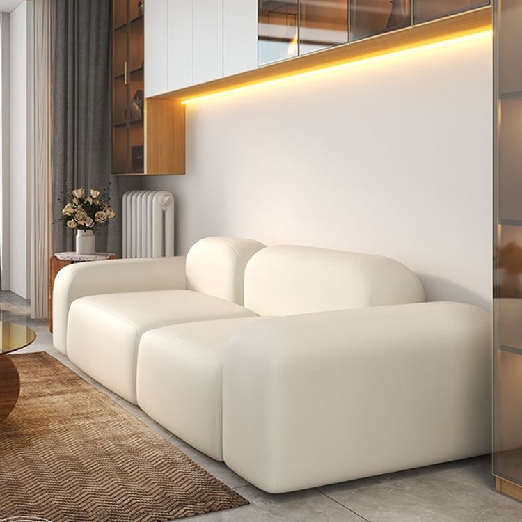 Scandinavian Sofa Fabric White Cushions Standard Square Arm Living Room Seating Clearhalo 'furn' 'furn_sofas' 'Furniture' 'Living Room Furniture' 'Sofa' 'sofas' 1200x1200_51944f0f-8355-42f7-ba32-bf4f3f09cdca