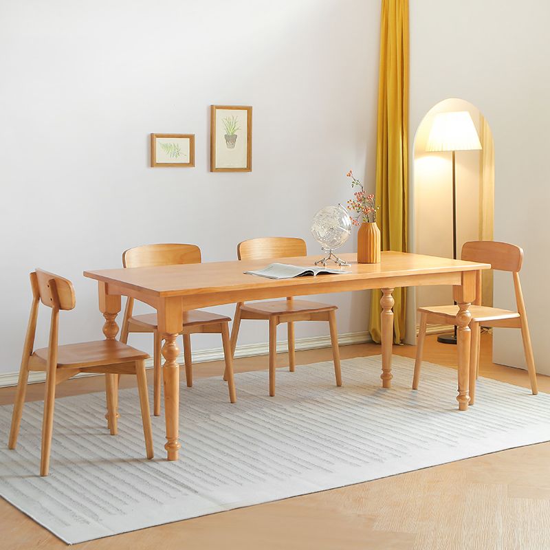 Rectangle Wood Top Dining table Modern Natural Finish Legs Dining Room Table Clearhalo 'Dining Tables & Seating' 'Dining Tables' 'dining_table' 'furn' 'furn_dining_table' 'Furniture' 'Kitchen & Dining Furniture' 1200x1200_5194ccf6-302b-45ed-963d-2e8073c3686f
