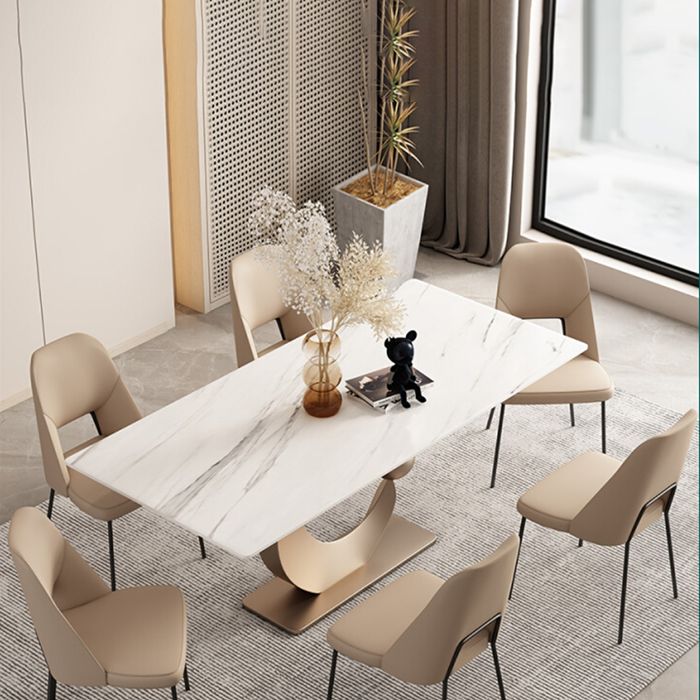 Juego de comedor con tapa de piedra sinterizada nórdica, juego de mesa de comedor rectangular de 1/3/4/5/6/7 piezas