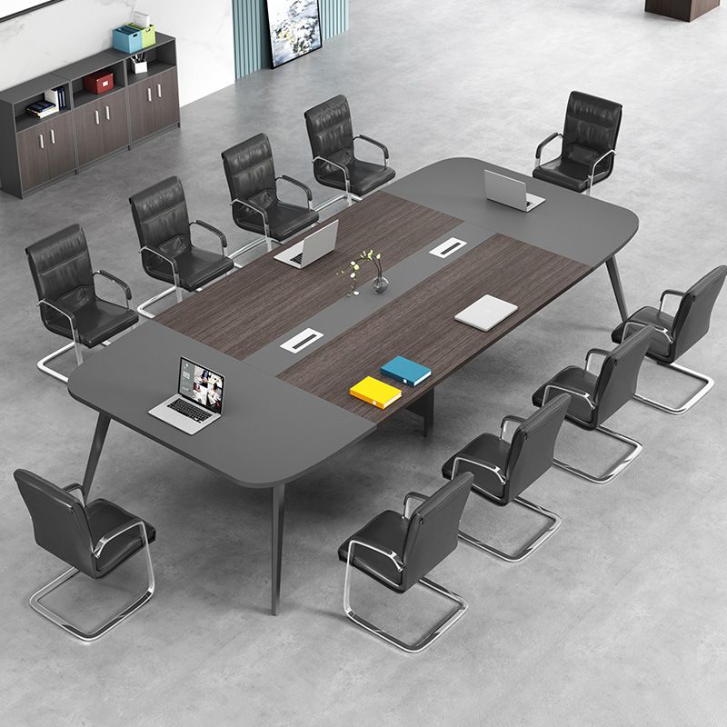 Schwarz hergestellter Holz rechteckiger Schreibtisch Moderner Kabelmanagement -Büroschreibtisch