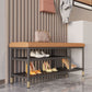 Modern Entryway Bench Cushioned Metal Seating Bench with Shelves , 12.5" Width Clearhalo 'Benches' 'Chairs & Seating' 'furn' 'furn_benches' 'Furniture' 'Living Room Furniture' 1200x1200_51962fb0-b461-48c1-9bc8-b428d8aee20f