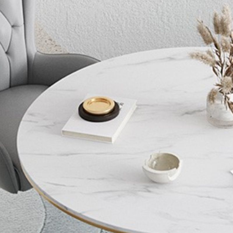 Glam Stone Dining Table Round Iron Table with Pedestal Casual Base Clearhalo 'Dining Tables & Seating' 'Dining Tables' 'dining_table' 'furn' 'furn_dining_table' 'Furniture' 'furniture_dining_table' 'Kitchen & Dining Furniture' 'kitchen' 'kitchen_dining_table' 1200x1200_519635c2-0d46-41f3-b964-c669e75aca08