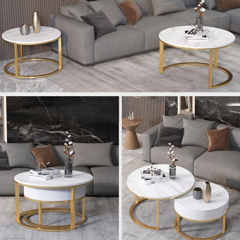Slate Frame Coffee Table Round Nesting Coffee Table Set for Living Room Clearhalo 'Coffee & Accent Tables' 'Coffee Tables' 'coffee_tables' 'furn' 'furn_coffee_tables' 'Furniture' 'Living Room Furniture' 1200x1200_5196e2b9-3484-4dcb-a802-13e8082b2290