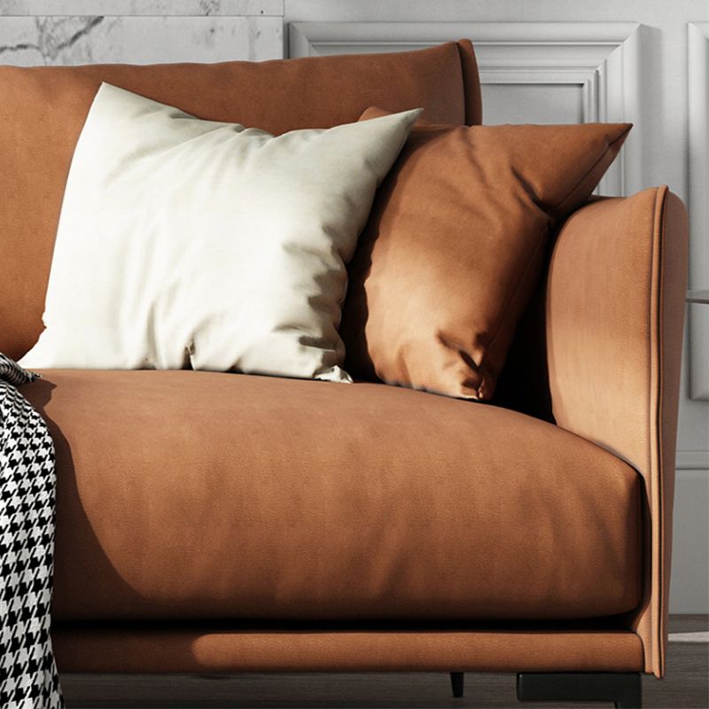 Hedendaagse donkerbruine kussens Standaard vierkante arm Stationaire bank
