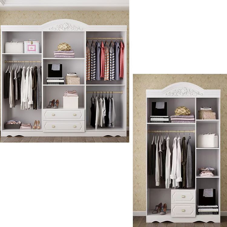 White Colour Wooden Wardrobe 2-Drawer Soft Close Door Wardrobe Closet Clearhalo 'Armoires & Wardrobes' 'armoires_wardrobes' 'Bedroom Furniture' 'furn' 'furn_armoires_wardrobes' 'Furniture' 1200x1200_51985a4d-25f4-4a39-88f0-6fffeab6e95c