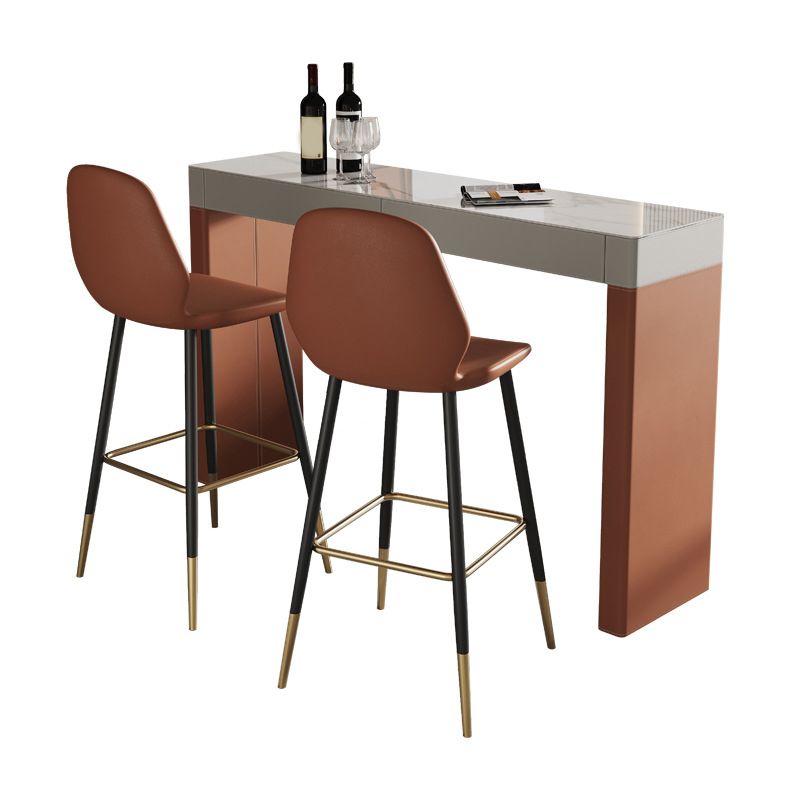 Modern Sintered Stone 1/2/3 Pieces Bar Table Set Rectangle Bar Table with Metal Legs Clearhalo 'Bar Furniture' 'furn' 'furn_home_bar_bar_sets' 'Furniture' 'Home Bars & Bar Sets' 'home_bar_bar_sets' 'Kitchen & Dining Furniture' 1200x1200_519bb712-76cd-4a34-9f5d-2f43b2f31088