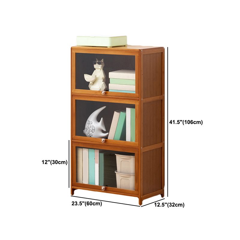 Brown Shelf Bookcase Door Standard Wood Bookcase for Home Office
