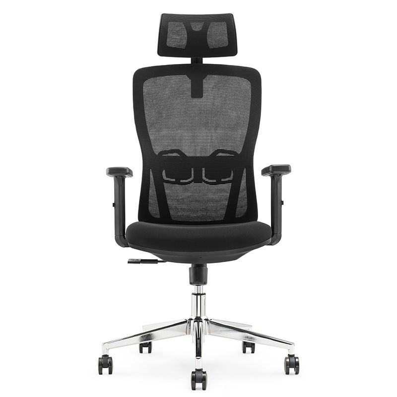 Moderne zwarte bureaustoel vaste armen verstelbare stoelhoogte bureau stoel met wielen