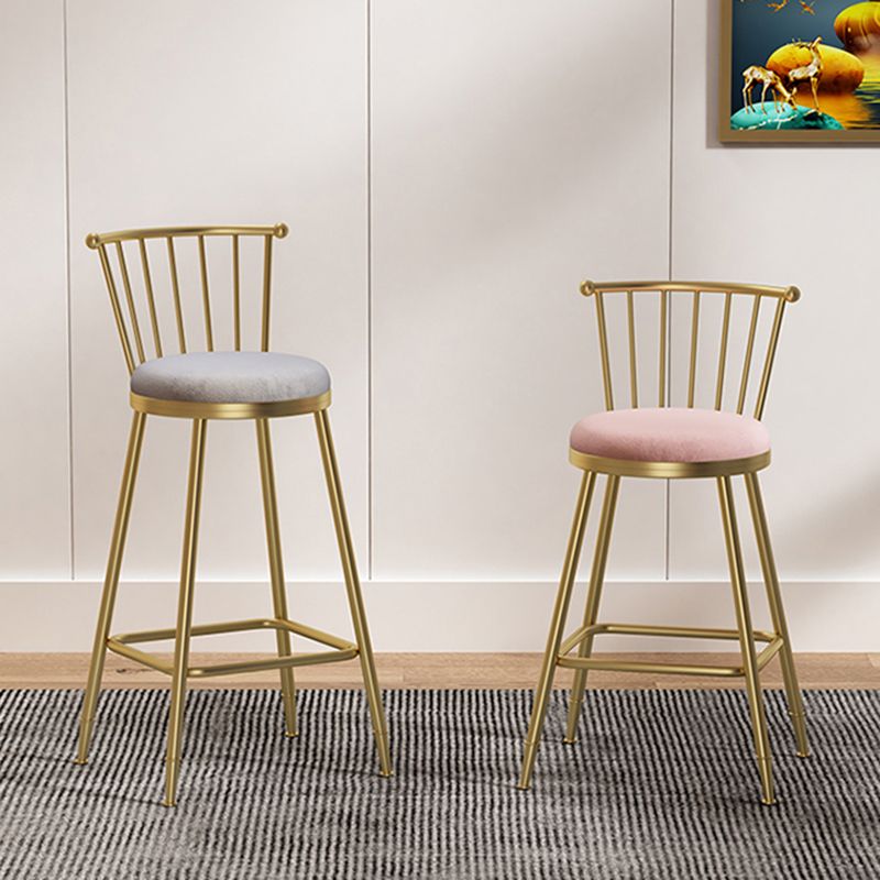 Glam Backrest Armless Counter Stool Iron Bar Stool with Velvet Cushion and Pedal for Cafe Clearhalo 'Bar Furniture' 'Bar Stools' 'bar_stools' 'furn' 'furn_bar_stools' 'Furniture' 'Kitchen & Dining Furniture' 1200x1200_519c8315-fadb-4f9c-abfb-4473519728bf