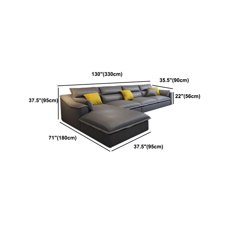129.92" L Sectional with 4 Pillows Back and Sloped Arms for Living Room Clearhalo 'furn' 'furn_sectionals' 'Furniture' 'Living Room Furniture' 'Sectionals' 1200x1200_51a04b42-06f8-497c-9c36-69ffdb7d140c