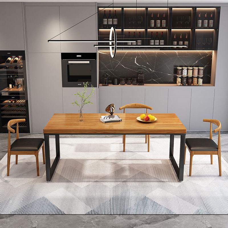 Rectangle Dining Table Contemporary Style Solid Wood Brown Dinner Table