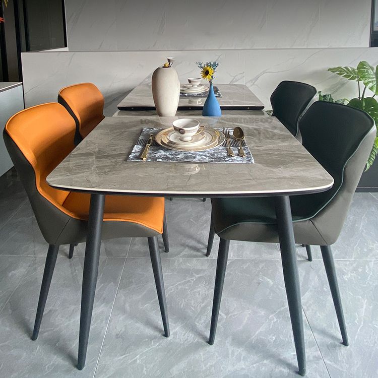 Modern 1/4/5/7 Pieces Dining Table Set with Grey Sintered Stone Top Scalable Dinette Set Clearhalo 'Dining Room Sets' 'Dining Tables & Seating' 'dining_room_set' 'furn' 'furn_dining_room_set' 'Furniture' 'furniture_dining_room_set' 'Kitchen & Dining Furniture' 1200x1200_51a2cc98-c162-40c0-b8fc-824f383213df