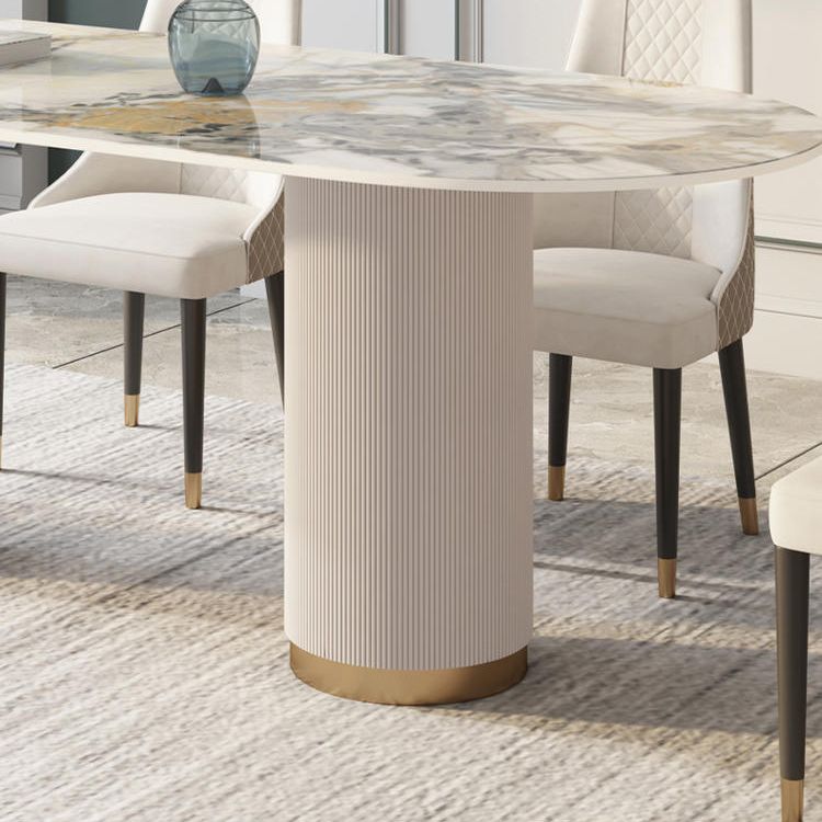 Traditional Luxury Sintered Stone Top Dining Table in White Oval Table with Double Pedestal Clearhalo ' dining_table' 'Dining Tables & Seating' 'Dining Tables' 'furn' 'furn_dining_table' 'Furniture' 'furniture_dining_table' 'Kitchen & Dining Furniture' 'kitchen&dining_furn' 'kitchen' 'kitchen_dining_table' 1200x1200_51a392e1-a443-447f-8740-79144e874345