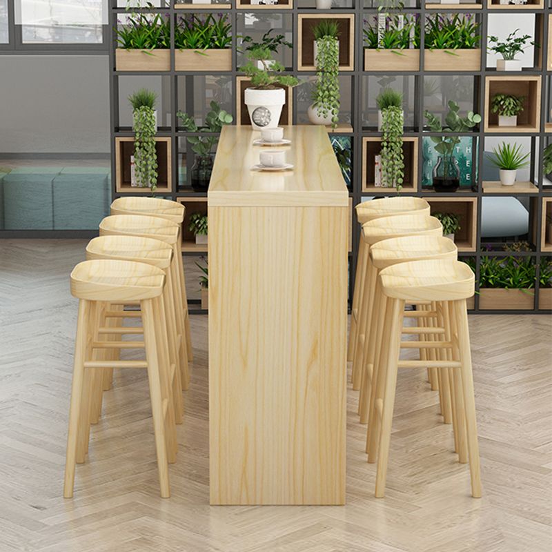 Indoor Natural Wood Bistro Table Modern Rectangle Sled Cocktail Bar Table Clearhalo 'Bar Furniture' 'Bar Tables' 'bar_tables' 'Furniture' 'furniture_bar_tables' 'Kitchen & Dining Furniture' 'kitchen&dining_furn' 'kitchen' 1200x1200_51a3a179-486d-4b1a-b9b3-17bd97e5476c