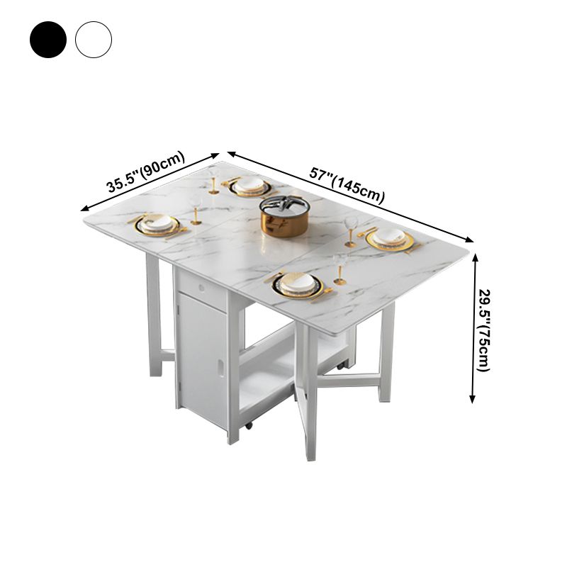 Modern Style White Dining Table Rectangle Sintered Stone Drop-Leaf Dining Table Clearhalo ' dining_table' 'Dining Tables & Seating' 'Dining Tables' 'furn' 'furn_dining_table' 'Furniture' 'furniture_dining_table' 'Kitchen & Dining Furniture' 'kitchen&dining_furn' 'kitchen' 'kitchen_dining_table' 1200x1200_51a55f5e-50c2-49b3-8f67-53931acad575