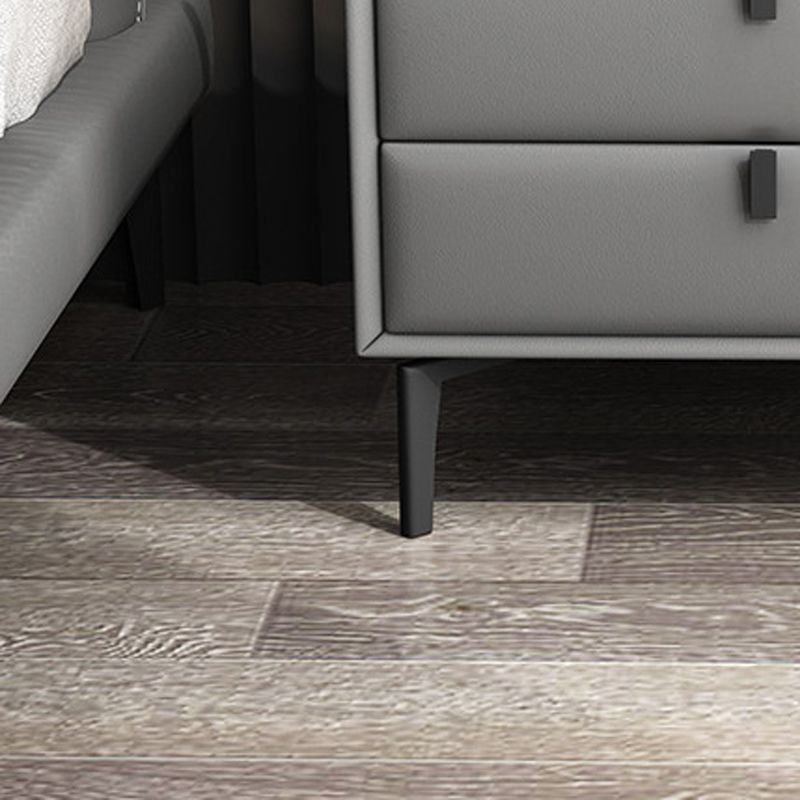 Cama de cuero de falsa mesita de noche de acento de 2 cavadores Noche para dormitorio