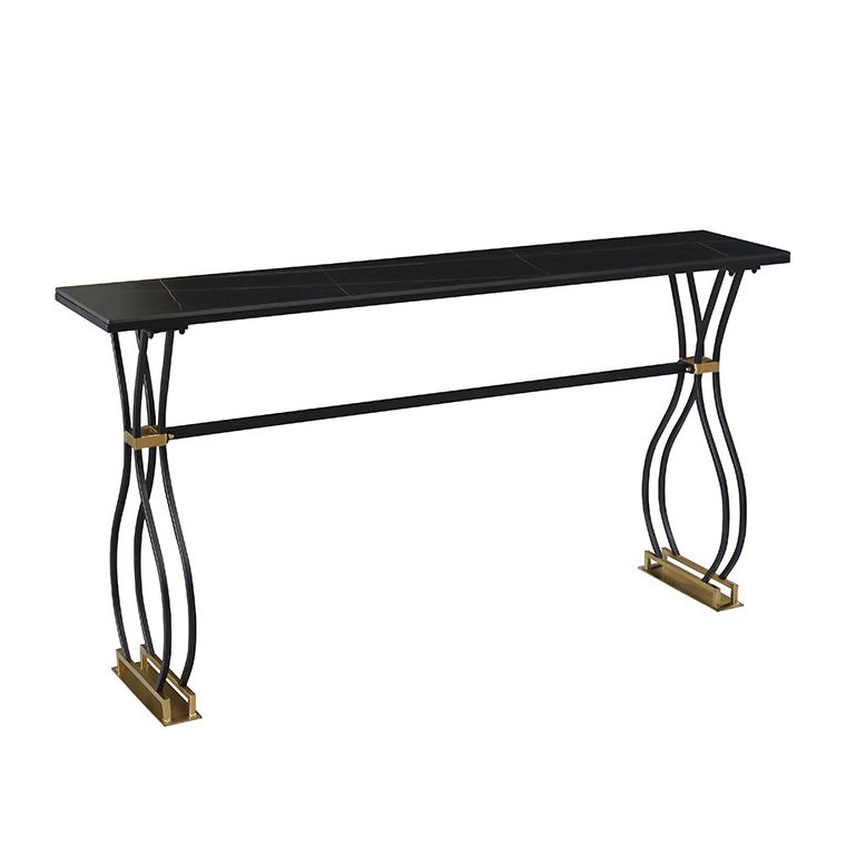 Rectangle Sintered Stone Dining Table Black and Metal Base Bar Table Clearhalo 'Bar Furniture' 'Bar Tables' 'bar_tables' 'furn' 'furn_bar_tables' 'Furniture' 'Kitchen & Dining Furniture' 1200x1200_51a69b1d-1b26-424e-b3bb-9ddaef570c12
