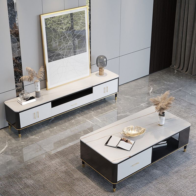 Modern TV Stand Console Open Storage Media Console TV Stand with Drawer Clearhalo 'furn' 'furn_tv_stands_entertainment_centers' 'Furniture' 'Living Room Furniture' 'TV Stands & Entertainment Centers' 'TV Stands & Media Storage Furniture' 'tv_stands_entertainment_centers' 1200x1200_51a6c684-0217-491a-a83b-58ebfe2df74a