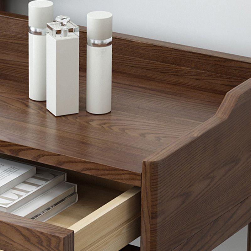 Specchio e 2 cassetti per trucco vanità tradizionale set di sgabelli da toeletta marrone