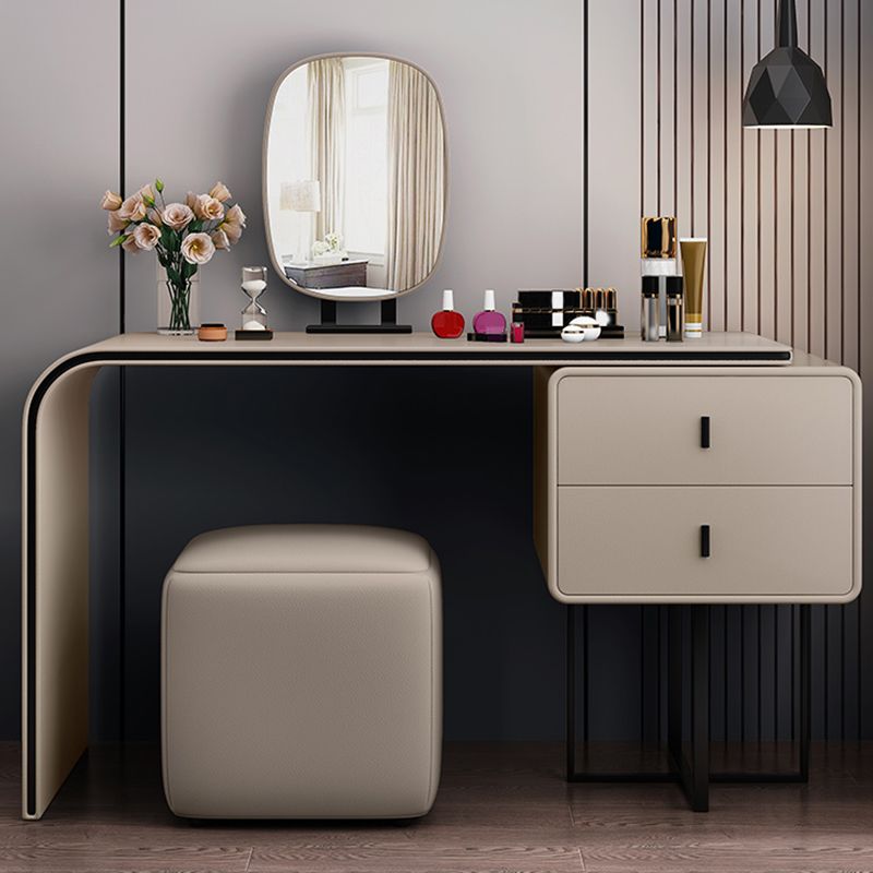 Glam Holz Waschtisch Schminktisch Set 2-Draste Make-up Eitelkeitstischtisch Tisch