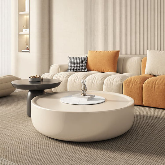 Set di tavolini contemporanei di tavolino con crema rotonda con cassetto