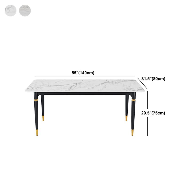 モダンな1/4/5/7ピースダイニングセット長方形の黒いベースディネットセットストーントップ