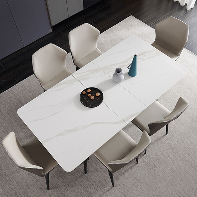 Simplicity Rectangle Home Fixed Desk Extendable Sintered Stone Dining Table Clearhalo 'Dining Tables & Seating' 'Dining Tables' 'dining_table' 'furn' 'furn_dining_table' 'Furniture' 'Kitchen & Dining Furniture' 1200x1200_51af07c2-3247-4dd8-b9bd-a1937d1c1f47