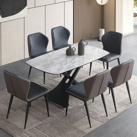 Modern 1/4/5/7 Pieces Dining Set Rectangle Sintered Stone Dining Table Set Clearhalo 'Dining Room Sets' 'Dining Tables & Seating' 'dining_room_set' 'furn' 'furn_dining_room_set' 'Furniture' 'furniture_dining_room_set' 'Kitchen & Dining Furniture' 'kitchen&dining_furn' 'kitchen' 1200x1200_51b11552-fbe6-4619-866a-c39fe7b27086