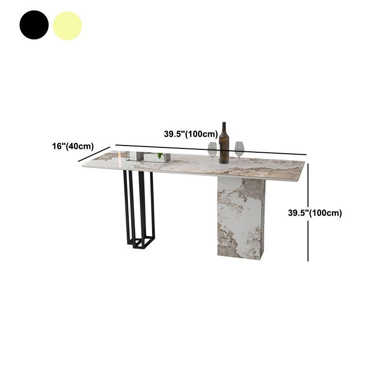 White Stone Top Bar Table Traditional Luxury Bar Dining Table with Sled Base Clearhalo 'Bar Furniture' 'Bar Tables' 'bar_tables' 'furn' 'furn_bar_tables' 'Furniture' 'Kitchen & Dining Furniture' 1200x1200_51b29e70-ebb1-4c65-91db-0e470690a2ea