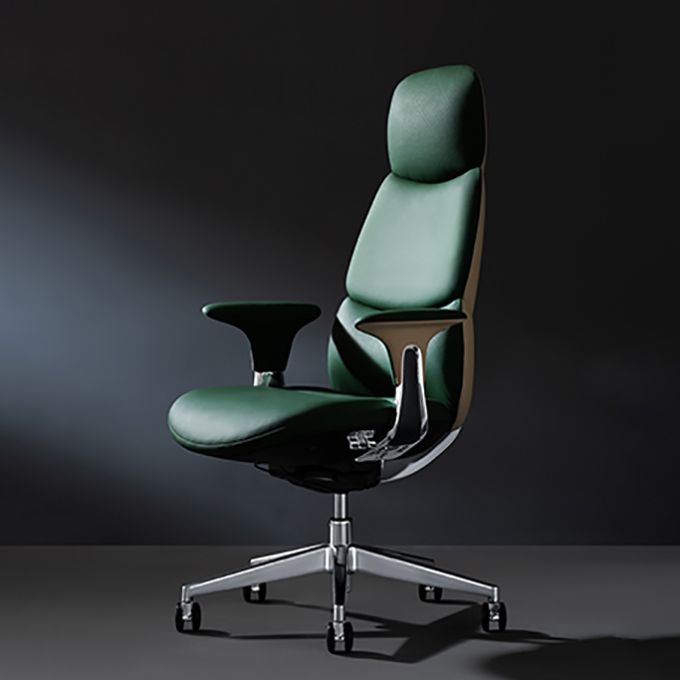 Chaise de bureau à bras fixes chaise pivotante de hauteur réglable en cuir moderne avec roues