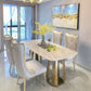 White and Gold Dinner Room Kitchen Table Traditional Luxury Dining Table Clearhalo 'Dining Tables & Seating' 'Dining Tables' 'dining_table' 'furn' 'furn_dining_table' 'Furniture' 'Kitchen & Dining Furniture' 1200x1200_51b59010-6cff-42d6-87a8-c70f57e9b84b