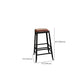 Industrial Faux Leather Dining Stool Low Back Bar Stool with Cushion