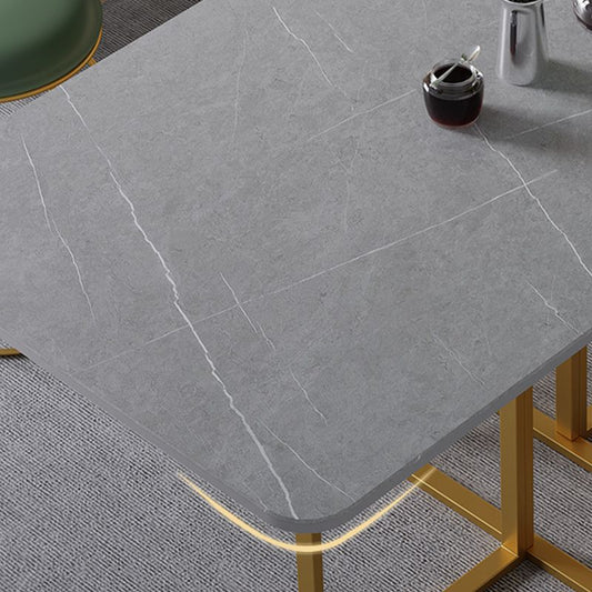 59"H Modern Sintered Stone Table Foldable Rectangle Table with Trestle Base