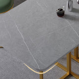 59 "H Moderner gesinterter Steintisch faltbarer Rechtecktisch mit Trestle Basis