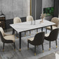 Metal Tripod Base Dining Table Modern Rectangle Stone Dining table in White Clearhalo 'Dining Tables & Seating' 'Dining Tables' 'dining_table' 'furn' 'furn_dining_table' 'Furniture' 'furniture_dining_table' 'Kitchen & Dining Furniture' 1200x1200_51b8e69e-e5f1-4a01-aeda-f7a12cd76c43