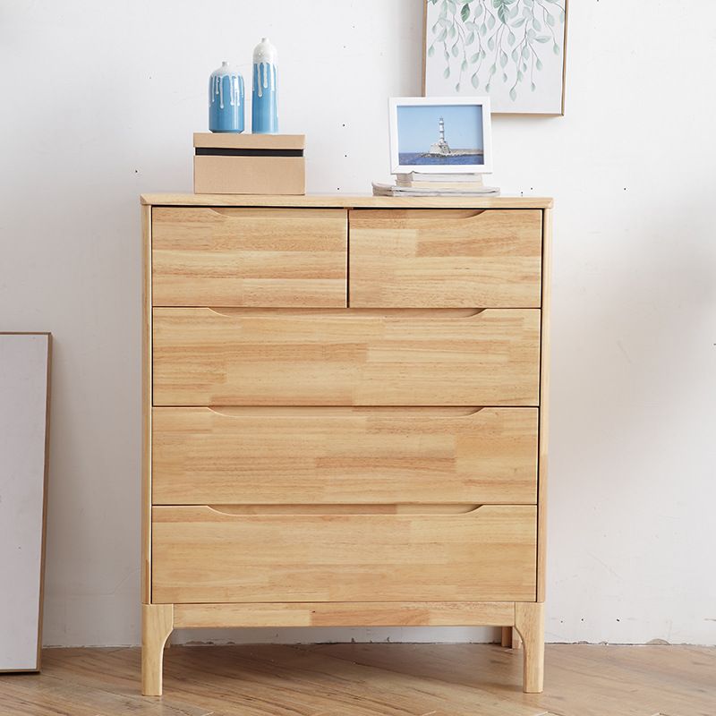 Wood 5/6/7 - Drawer Accent Chest Brown/Natural Rubberwood Chest Clearhalo 'Cabinets & Chests' 'cabinets_chests' 'furn' 'furn_cabinets_chests' 'Furniture' 'Living Room Furniture' 1200x1200_51bb8338-dc57-4ae4-8b72-441a8f7506eb