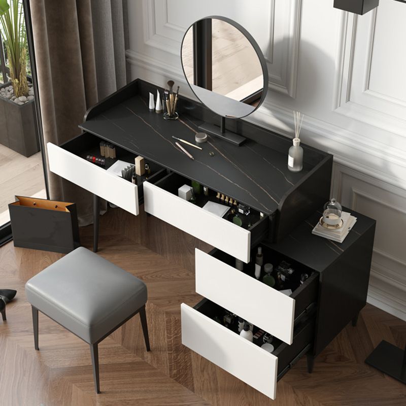 Black Stone Top Vanity Table Set Modern Simple Drawers in Included Makeup Dressing Table Clearhalo 'Bedroom Furniture' 'furn' 'furn_makeup_vanities' 'Furniture' 'Makeup Vanities' 'makeup_vanities' 1200x1200_51bc84b2-07c8-4f27-b6c4-79e2625a359a