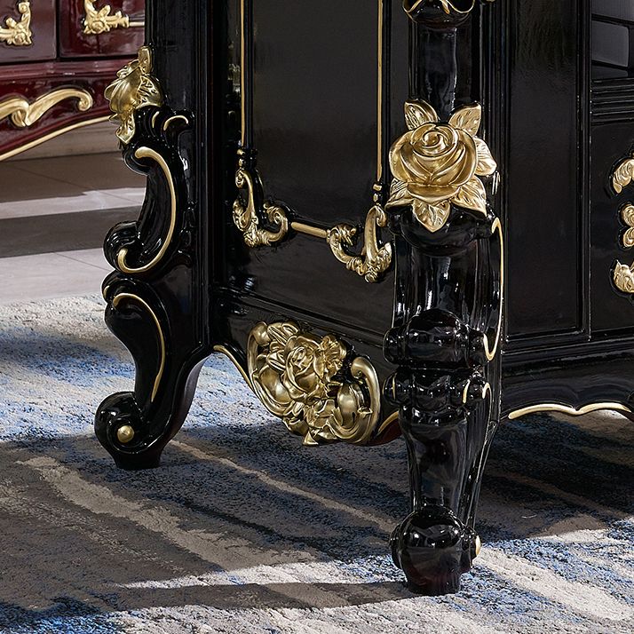 Glam Kitchen Table with Faux Marble Top Solid Wood Legs in Black Clearhalo 'Dining Tables & Seating' 'Dining Tables' 'dining_table' 'furn' 'furn_dining_table' 'Furniture' 'Kitchen & Dining Furniture' 1200x1200_51bed122-7518-478e-9a33-37e8a90839e6