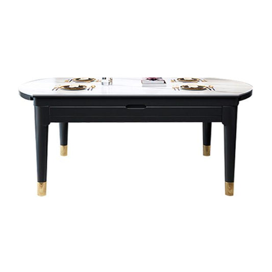 Glam Round Shape Kitchen Table Extendable Sintered Stone Dining Table with 4 Legs Base