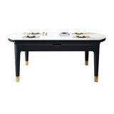 Glam Round Shape Kitchen Table Extendable Sintered Stone Dining Table with 4 Legs Base Clearhalo ' dining_table' 'Dining Tables & Seating' 'Dining Tables' 'furn' 'furn_dining_table' 'Furniture' 'furniture_dining_table' 'Kitchen & Dining Furniture' 'kitchen&dining_furn' 'kitchen' 'kitchen_dining_table' 1200x1200_51bfcd48-b6ae-40a4-86e6-38618058a7cb