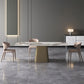 Metal Traditional Luxury Rectangle Table Sintered Stone Table,55"L x 31"W x 29"H Clearhalo ' dining_table' 'Dining Tables & Seating' 'Dining Tables' 'furn' 'furn_dining_table' 'Furniture' 'furniture_dining_table' 'Kitchen & Dining Furniture' 'kitchen&dining_furn' 'kitchen' 'kitchen_dining_table' 1200x1200_51bfe445-2211-4dd7-add3-6bc1dc2e2355