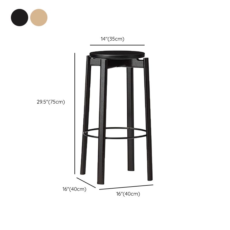 Tabouret de bar sans dos contemporain de 29,5 pouces avec base en bois massif