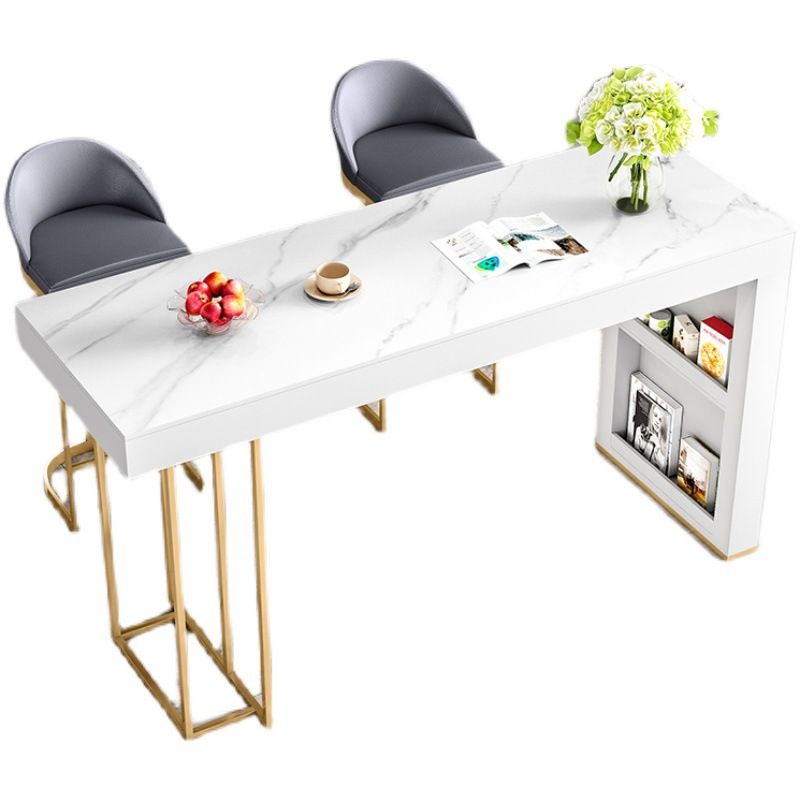 Sintered Stone Bistro Bar Table Rectangle White Bar Table with Storage Clearhalo 'Bar Furniture' 'Bar Tables' 'bar_tables' 'furn' 'furn_bar_tables' 'Furniture' 'Kitchen & Dining Furniture' 1200x1200_51c06042-2178-4587-9d27-814fb2d05be6