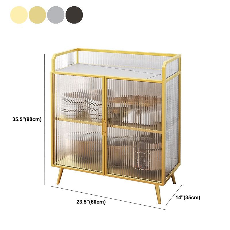 Sideboard moderna telaio in metallo e calore superiore in pietra con porta di vetro per cucina