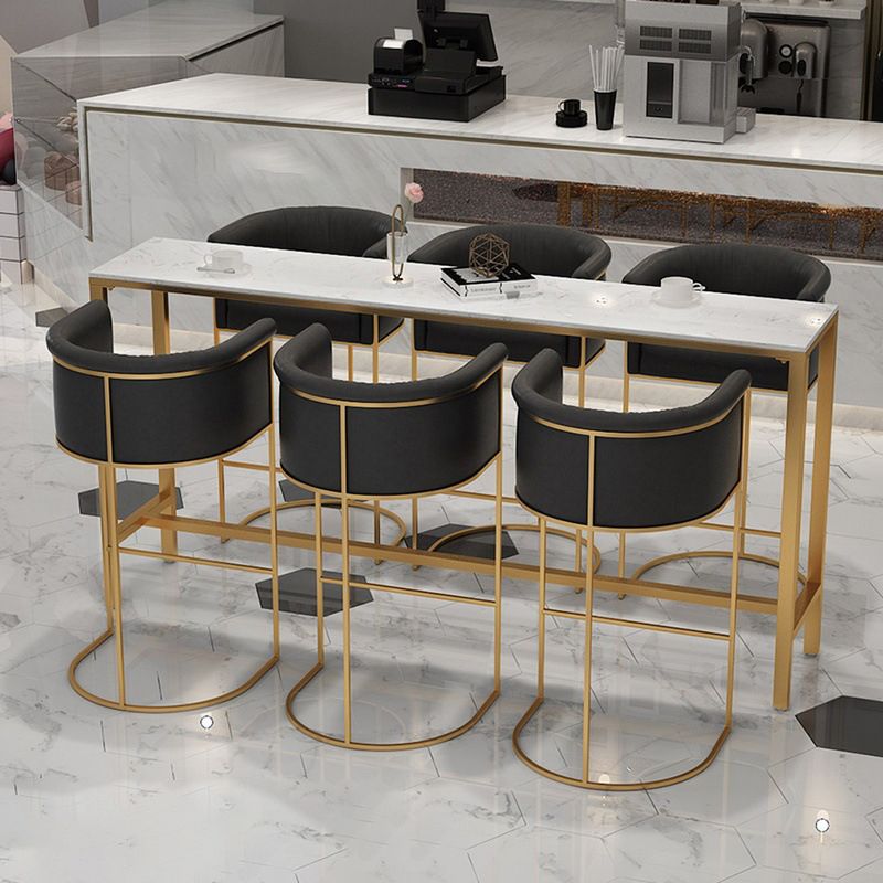 Scandinavian Bar and Counter Stool Low Back Stool with Pedestal Base in Gold Clearhalo 'Bar Furniture' 'Bar Stools' 'bar_stools' 'furn' 'furn_bar_stools' 'Furniture' 'furniture_bar_stools' 'Kitchen & Dining Furniture' 1200x1200_51c157a0-1f0c-4f56-a73d-465c815f9fd8